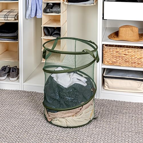 Household Essentials Pop-Up Mesh Laundry Hamper, Olive Green - color: Olive Green