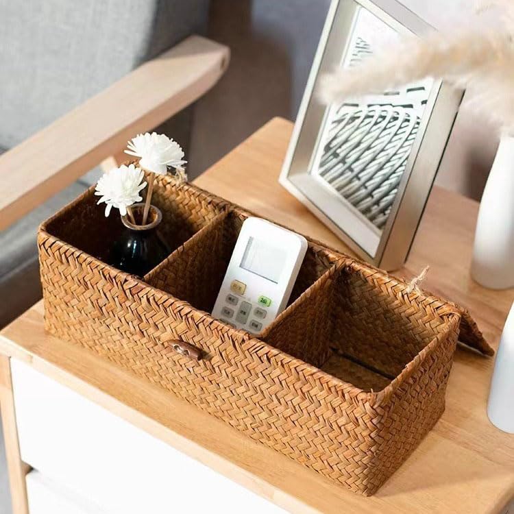 Seagrass Storage Basket for Bathroom - Toilet Tank with Lid, Wicker Woven Narrow Basket for Organizing (13" x 5" x 4.3") - color: Natural, size: 13" x 5" x 4.3"