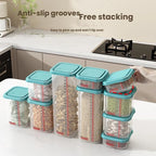 Airtight Food Storage Container With Lids 9PCS Family Set, BPA-Free Food-grade Plastic Stackable Leak-proof Kitchen Pantry Organizers for Pasta, Nuts, Dry Goods, Snack,Modular Design (Blue) - color: Blue