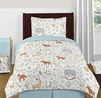 Sweet Jojo Designs Woodland Animal Toile Foldable Fabric Storage Cube Bins Boxes Organizer Toys Kids Baby Childrens for Collection Set of 2 - color: Woodland Animals
