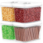 DWËLLZA KITCHEN Airtight Food Storage Containers with White Lids 2L - 4 Pc Clear Plastic Pantry Snacks Kitchen Container, Baking Supplies, 4LB Sugar & Flour Canister BPA-Free - color: 04 - 2 Liters (Set of 4)