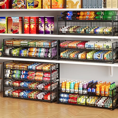 Sbanmao Extra-Long 2-Tier Stackable Can Organizer for Pantry, Sturdy Can Holder for Canned Soup Food Goods Storage up to 64 Cans, Black - style: Long(30'' W)-1 Pack