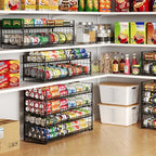 Sbanmao Extra-Long 2-Tier Stackable Can Organizer for Pantry, Sturdy Can Holder for Canned Soup Food Goods Storage up to 64 Cans, Black - style: Long(30'' W)-1 Pack