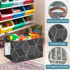 FANKANG Storage Basket,Nursery Hamper Canvas Laundry Basket Foldable with Waterproof PE Coating Storage, Office, Bedroom, Clothes,Toys (Rec-Black Cube) - color: FK-Rec-Black Cube