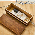 Hoteam 48 Pcs Wooden Cable Management Box Cable Organizer Box Set Power Strip Holder Cord Hider Clip Adhesive Management Ties Cord Sleeves for Desktop Home Office(Brown,Large)