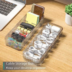 Cable Storage Boxes Organizers 2 Pack,Cord Charger Storage Organizer Box Case with 20pcs Cable Ties,Stackable,Clear