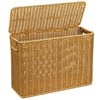 Pumtus Woven Storage Basket with Lid, 3 Gallon Decorative Plastic Organizer Box with Handle, Rectangle Narrow Tall Trash Can Toilet Paper Holder, Household Container Bin for Wardrobe, Magazines, Toys