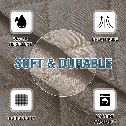 2 Pack Water Resistant Armrest Covers for Chairs and Sofas Couch Arm Covers for Sofa with 3 Pockets for Phone Sofa Arm Protector for Pets, Cats (Khaki) - color: Khaki