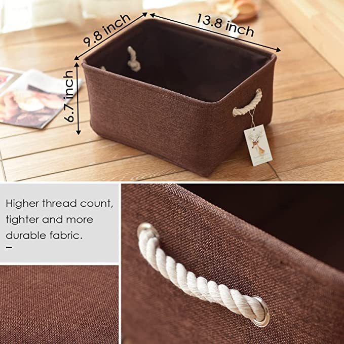 TheWarmHome Fabric Storage Basket for Home, Shelf, Closet - Canvas Bin for Dog Toys and Baby Items (Brown, 1 Pack, 13.8L9.8W6.7H) - color: Brown, size: Medium -13.8Lx9.8Wx6.7H