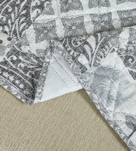 Brilliant Sunshine Grey Flowers Patchwork Couch Armrest 5 Pockets Organizer, Slip Resistant Recliner Armchair Caddy, Washable Remote Controls Holder, Storage for Magazine, Tablet, Phone, iPad, Grey - color: Medium Grey