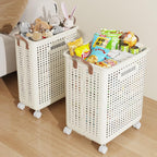 BOHOIDEE Large Foldable Laundry Hamper with Wheels and Handle, Collapsible Rolling Laundry Basket, Versatile Portable Storage Basket for Laundry/Bathroom