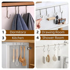 Over Cabinet Door Hook & Wardrobe Door Hook, Stainless Steel Hanging Hooks for Towels, Bags, Clothes – Bathroom Door Hooks for Towels, Kitchen Cabinet Hooks, Wardrobe Hooks, Dorm Room Hangers (2PCS)