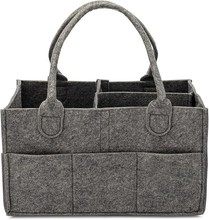 Portable Diaper Caddy Organizer - Multifunctional Storage Basket for Changing Table, Car & Travel | Machine Washable Gift for New Moms - color: Deep Grey
