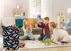 ESSME Dinosaur Laundry Basket Storage Bin large Collapsible Canvas Waterproof Coating Nursery hamper for Toy Bins,Baby hamper,Boys and Girls,Home Organizer.(Navy Blue dinosaur) - color: Navy Blue dinosaur