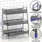 EKNITEY Bathroom Countertop Organizer Rack - 3 Tier Counter Spice Rack Metal Makeup Rack Small Perfume Vanity Organizer for Sink/Bedroom/Living room/Kitchen/Office - color: Black