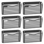 BOHDK Wall File Organizer, Mesh Hanging File Organizer, Home Office Organization and Storage, 6 Single Pockets Document Magazine Rack - size: 6 Pack