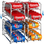 Simple Houseware Soda Can Organizer Stackable Rack Dispenser for Pantry/Refrigerator, Chrome, 4 Pack - color: Chrome