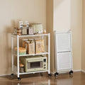 Folding Storage Shelves, 3-Tier Metal Foldable Shelf Shelving Rack Organizer On Rolling Wheels in Kitchen Warehouse Patio Pantry Basement Collapsible Shelves No Assembly (White, 3-Layer) - color: White/3-tier