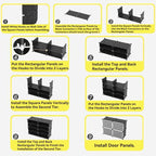 12-Tier Portable 72 Pair Shoe Rack Organizer, 36 Grids Tower Shelf Storage Cabinet Expandable Stackable Space with Door for Heels, Boots, Slippers Black