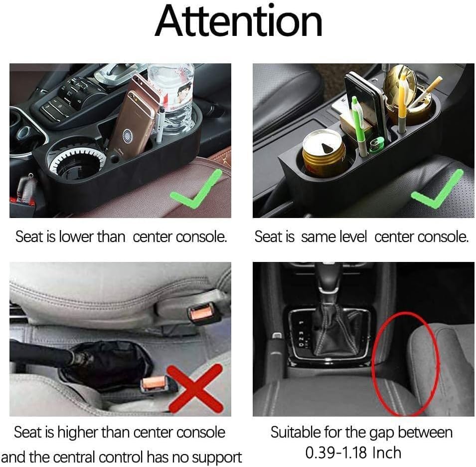 Heart Horse 2Pcs Cup Holder Portable Multifunction Vehicle Seat Cup Cell Phone Drinks Holder Box Car Interior Organizer (Black) - color: Black, size: 2 Pack