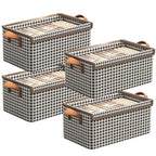 4PCS Foldable Storage Box with Lid - Extra Large Fabric Closet Organizer for Clothes, 18.5x11x7.9 Inch Canvas Bin, Collapsible Design for Bedroom, Shelf, Closet, Underbed (Black & White)