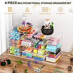 YFXCVSL Acrylic Makeup Organizer with 19 Drawers, 4 Pack Clear Storage Drawers, Bathroom Makeup Organizer for Palettes, Cosmetic, and Beauty Supplies,Ideal for Vanity, Cabinet,Desk Organization - size: 19 Drawers