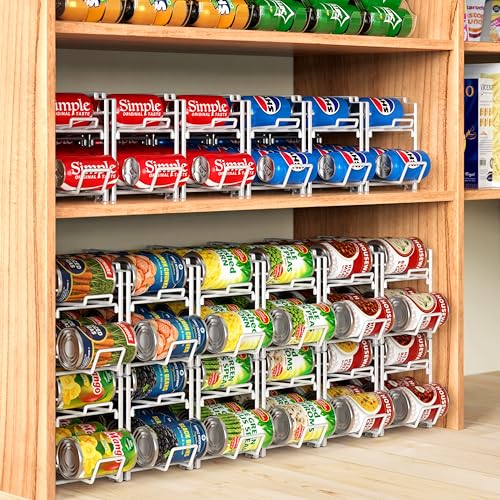 Simple Houseware Soda Can Organizer Stackable Rack Dispenser for Pantry/Refrigerator, White, 4 Pack - color: White