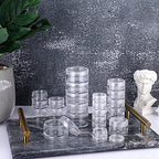 Hipiwe 4 Set Stackable Cosmetic Containers with Screw Lids Plastic Sample Jars 30ml Clear Empty Jars Makeup Sample Containers Nail Accessories Organizer - size: 4Packs 1.9"D x 4.8"H