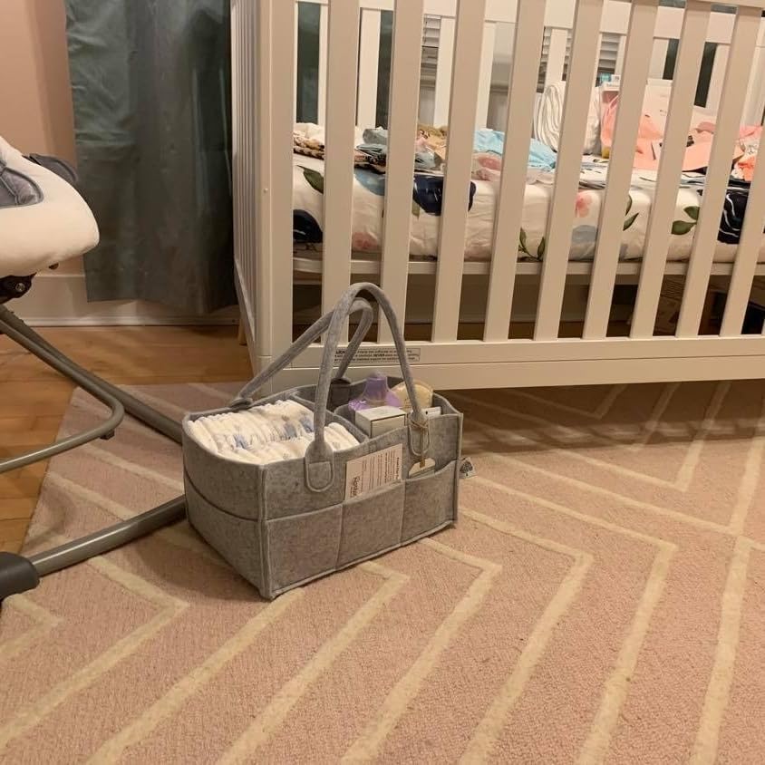 Portable Diaper Caddy Organizer - Multifunctional Storage Basket for Changing Table, Car & Travel | Machine Washable Gift for New Moms - color: Deep Grey