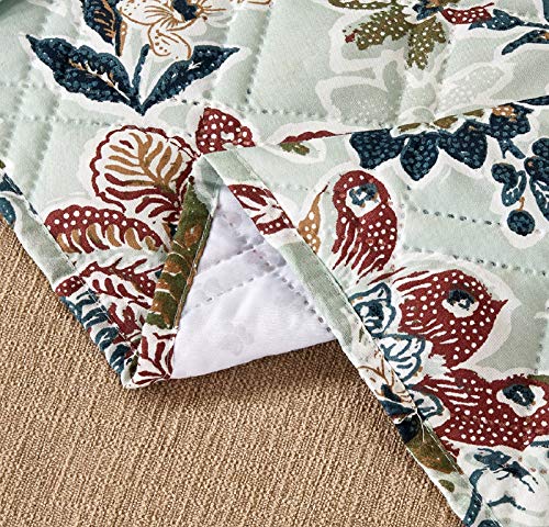 Brilliant Sunshine Vintage Beautiful Green Flowers Couch Armrest 5 Pockets Organizer, Slip Resistant Armchair Caddy, Washable Remote Controls Holder, Storage for Magazine, Tablet, iPad, 35×13", Green - color: Green