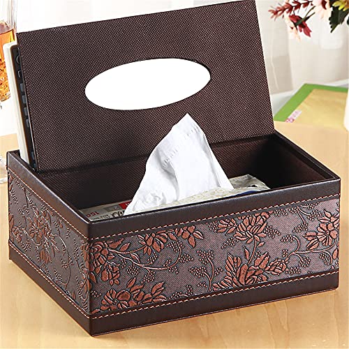 Leather Tissue Box Cover Rectangular and Multifunction Remote Control Caddy,Suitable for Storing pens and Stationery,Desk Organizer Storage for Office and Home(Antique)