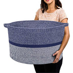 R RUNKA Extra Large Storage Basket - Soft Woven Organizer, 22" x 14" - color: Blue