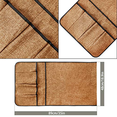 Sofa Armrest Storage Bag, Armchair Side Caddy Hanging Pouch Organizer, 14-Pocket Waterproof Durable Storage Bag, Suitable for Tablets, Phones, Books, Magazine, TV Remote Control (1#Coffee) - color: 1#Coffee