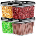 DWËLLZA KITCHEN Airtight Food Storage Containers - Pantry Snacks Kitchen Container, Baking Supplies, 4LB Sugar & Flour Canister - 4 Pc Set All Same Size - Clear Plastic BPA-Free - Keeps Fresh & Dry - color: 03 Set of 4 - 2 Liters