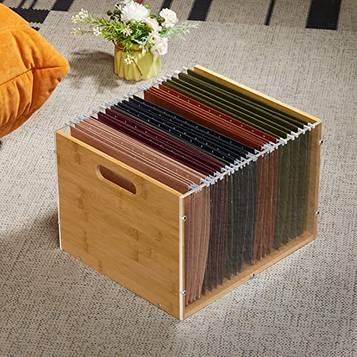 Sbanmao 2 Pack Hanging File Organizer, Clear Acrylic File Box Organizer, Bamboo Filing Box File Crate Storage Boxes, Portable Filing Organizer with Handle for Letter Size - color: 2 Pack, size: Letter Size