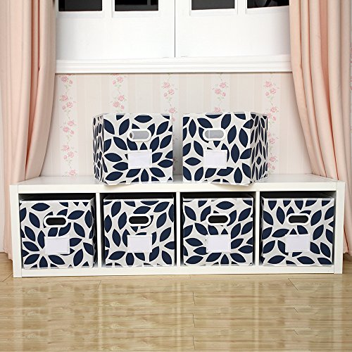 MAX Houser 6 Pack Foldable Fabric Storage Bins with Handles - Ideal for Closet Organization, Bedroom and Nursery（Blue, 12"x12"x12"） - color: 2 blue