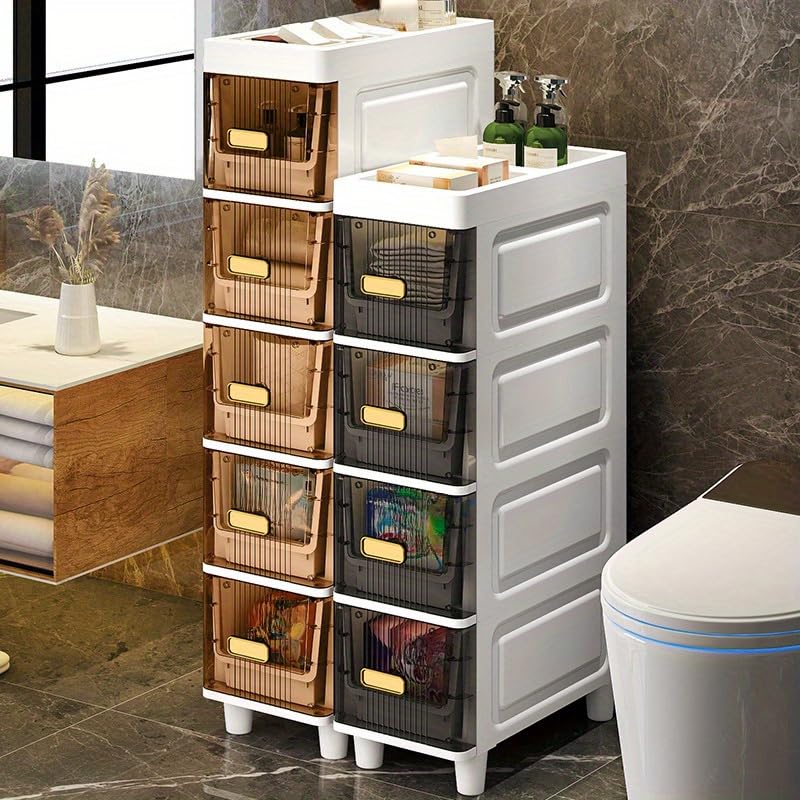LDQ Slim Storage Cabinet with Drawers - Durable Waterproof PP Organizer for Bathroom/Kitchen/Health - Small Spaces, Snacks, Display & Retail-4layers - size: 4layers