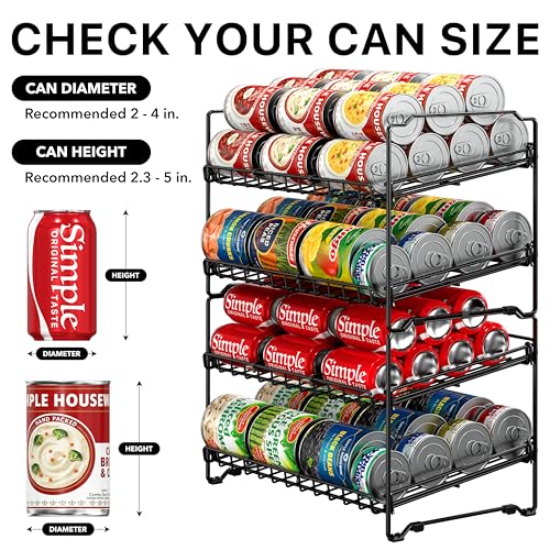 Simple Houseware 2 Tier Stackable Can Rack, Black, 2 Pack - color: Black