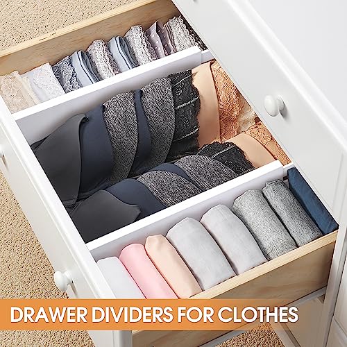 Bamboo Drawer Dividers Organizers, Kitchen Drawer Organizer, Adjustable Drawer Divider for Clothes, Kitchen, Dresser, Bedroom, Bathroom and Office, 4-Pack (White, 12-17 IN) - color: White, size: 12-17 IN
