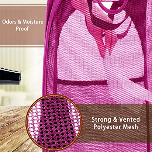 Strong Mesh Pop-up Laundry Hamper, Quality Laundry Basket with Durable Handles Solid Bottom High Carbon Steel Frame, Easy to Open and Fold Flat for Storage (Pink) - color: Pink, size: 1-Pack