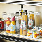 Sorbus Roll Out Bottle Organization Bins - 2 Sizes Pantry Under Sink Organizer with Wheels & Handles - Clear Plastic Organizing Containers for Cleaning Supplies - Kitchen Cabinet Laundry Room Storage - style: Square