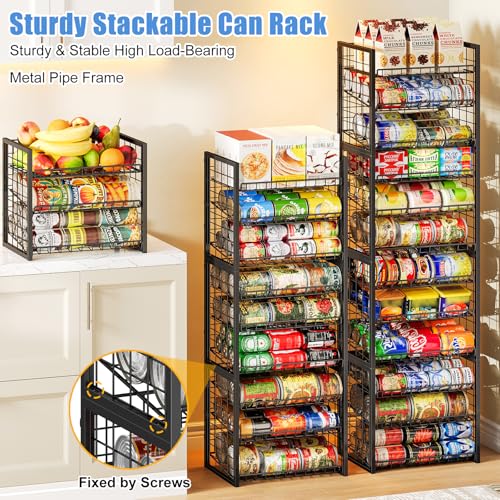 X-cosrack 2 Packs 3 Tier Sturdy Stackable Can Organizer for Pantry, Adjustable Pantry Organizer and Storage for Canned Food Can Goods, Kitchen Can Dispenser Storage Holder for Soda Drinks Snacks - size: 2 Packs 6 Tier