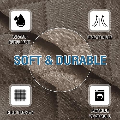 2 Pack Water Resistant Armrest Covers for Chairs and Sofas Couch Arm Covers for Sofa with 3 Pockets for Phone Sofa Arm Protector Washable for Pets, Cats (Taupe) - color: Taupe