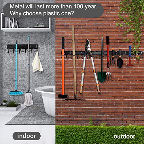 YueTong All Metal Garden Tool Organizer,Adjustable Garage Wall Organizers and Storage,Heavy Duty Wall Mount Holder with Hooks for Broom,Rake,Mop,Shovel.(3 Pack) - size: 51" organizer