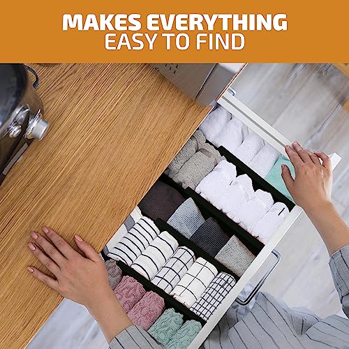 6-Pack Drawer Dividers - 2.6 Inches High, Adjustable 16 to 22 Inches Bamboo Drawer Organizer, Large Expandable Separator for Clothes, Dresser, Bedroom, Bathroom, Baby, Office, Kitchen Utensils, Black - color: Black