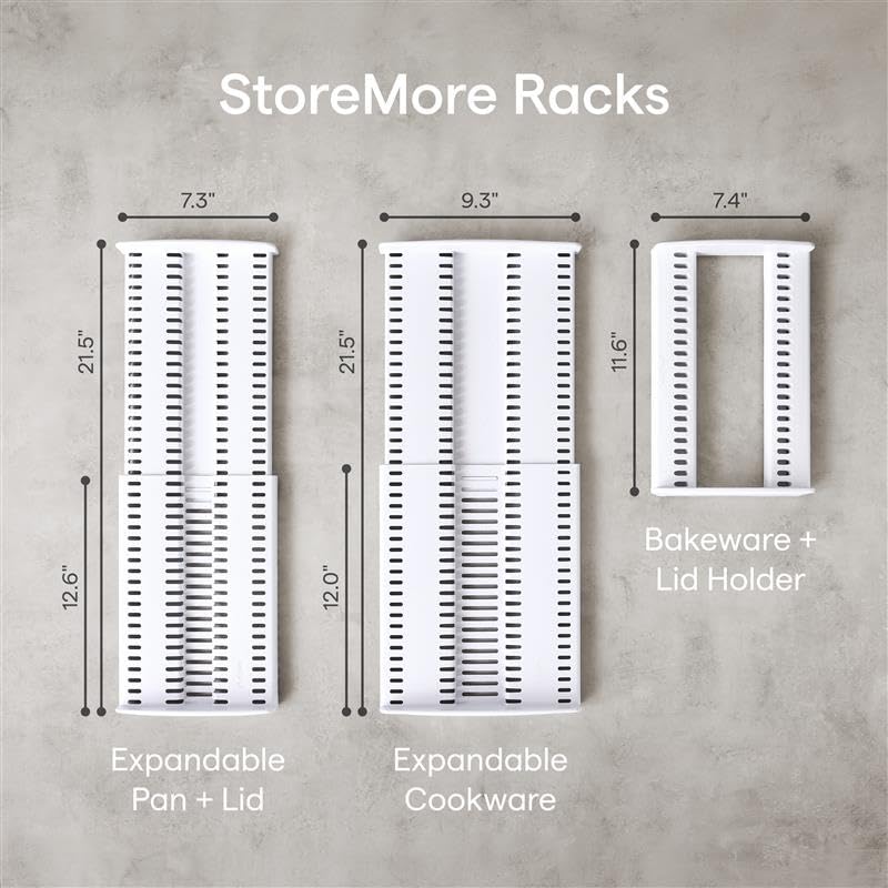 YouCopia StoreMore Expandable Cookware Rack with Tall Steel Wires, 12.5"-22" Wide Adjustable Pan Organizer for Kitchen Cabinet Storage, Premium Edition - size: Expandable Premium