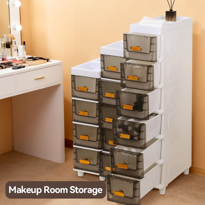 LDQ Slim Storage Cabinet with Drawers - Durable Waterproof PP Organizer for Bathroom/Kitchen/Health - Small Spaces, Snacks, Display & Retail (6layers) - size: 6layers