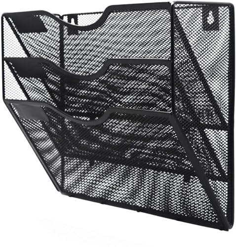 Kuntine.B Wall File Organizer Office Hanging Magazine Holder Wall File Organizer for Office Home (Black, 3 Tier) - color: Black, size: 3 Tier & No Hangers