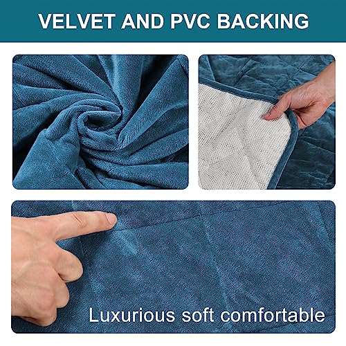 Non-Slip Sofa Armrest Protector,Thick Velvet Armrest Covers for Chairs and Sofas Couch with Side Pocket,Armrest Storage Organizer,Washable Arm Covers for Dogs，Set of 2 (Peacock Blue) - color: Peacock Blue