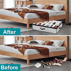 Under Bed Shoe Storage Organizer for Closet 2 Pack- Fits 24 Pairs Underbed Shoes Container Boxes Light Grey - color: Light Grey-24pairs, style: Regular Handle